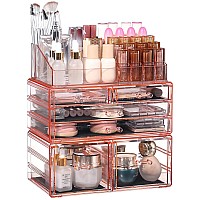 Cq Acrylic Dorm Makeup Organizer With 6 Drawersstackable Plastic Makeup Organizerpink Drawer Storage Organizer Perfume For Dre