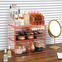 Cq Acrylic Dorm Makeup Organizer With 6 Drawersstackable Plastic Makeup Organizerpink Drawer Storage Organizer Perfume For Dre