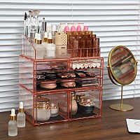 Cq Acrylic Dorm Makeup Organizer With 6 Drawersstackable Plastic Makeup Organizerpink Drawer Storage Organizer Perfume For Dre