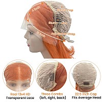 Orange Bob Wig Human Hair 13X4 180 Density Short Bob Lace Frontal Wigs For Black Women Pre Plucked Straight Orange Ginger Lace