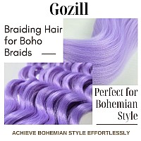 Gozill Light Purple Braiding Hair Pre Stretched Kanekalon Braiding Hair For Boho Braids6 Pakcs