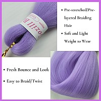 Gozill Light Purple Braiding Hair Pre Stretched Kanekalon Braiding Hair For Boho Braids6 Pakcs