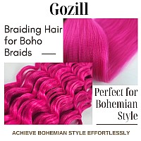 Gozill Hot Pink Braiding Hair Pre Stretched Kanekalon Braiding Hair For Boho Braids6 Pakcs