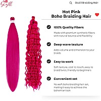 Gozill Hot Pink Braiding Hair Pre Stretched Kanekalon Braiding Hair For Boho Braids6 Pakcs