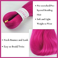 Gozill Hot Pink Braiding Hair Pre Stretched Kanekalon Braiding Hair For Boho Braids6 Pakcs