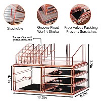 Cq Acrylic Pink Makeup 4 Drawers Storagelarge Make Up Organizer And Plastic Desk Organizer For Dressing Table Countertop Bath