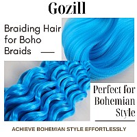 Gozill Blue Braiding Hair Pre Stretched Kanekalon Braiding Hair For Boho Braids6 Pakcs