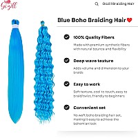 Gozill Blue Braiding Hair Pre Stretched Kanekalon Braiding Hair For Boho Braids6 Pakcs