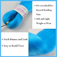 Gozill Blue Braiding Hair Pre Stretched Kanekalon Braiding Hair For Boho Braids6 Pakcs