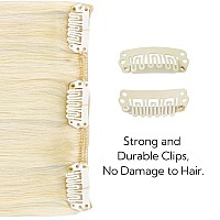 Hotbanana Clip In Hair Extensions Platinum Blonde 5Pcs Clip In Hair Extensions Real Human Hair Straight Remy Hair Extensions 14