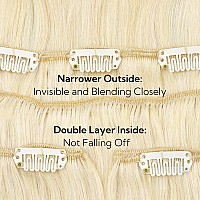 Hotbanana Clip In Hair Extensions Platinum Blonde 5Pcs Clip In Hair Extensions Real Human Hair Straight Remy Hair Extensions 14