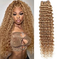 Hntl Honey Blonde Deep Wave Bundles Human Hair Color 27 Brazilian Human Hair 1 Bundle 12A Blonde Wet And Wavy Human Hair Bundle