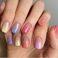 Curvlife Short Press On Nails Stick On Nails Candy Colours Fake Nails Design Glossy Acrylic Nails Stick On Nails Tips Glue On Na