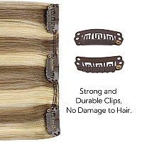 Hotbanana Clip In Hair Extensions Ash Brown Highlighted Golden Blonde 5Pcs Clip In Hair Extensions Real Human Hair Straight Rem