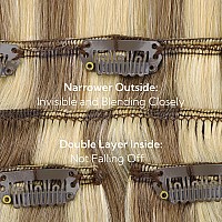 Hotbanana Clip In Hair Extensions Ash Brown Highlighted Golden Blonde 5Pcs Clip In Hair Extensions Real Human Hair Straight Rem