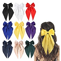 Furling Pompoms Hair Accessories Large Satin Bow Clips With Long Tails And Alligator Clips For Women And Girls 9Pcs Colorful B