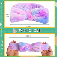 Wsyub Headband Gradient Purple Yellow And Green Spa Headband For Washing Face Makeup Headband With Bow For Teen Girls Skinc