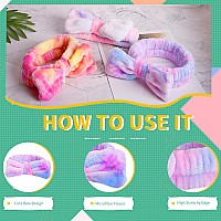 Wsyub Headband Gradient Purple Yellow And Green Spa Headband For Washing Face Makeup Headband With Bow For Teen Girls Skinc