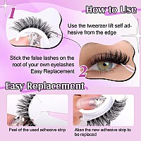 Wiwoseo Self Adhesive Eyelashes No Glue Needed False Lashes Natural Look Lash Extensions Reuseable Self Adhesive Lashes Waterpro