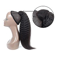 Ponytail Extension For Black Women Magic Paste Ponytail Kinky Straight Human Hair Afro Yaki1B Natural Black Color Brazilian Virg