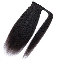 Ponytail Extension For Black Women Magic Paste Ponytail Kinky Straight Human Hair Afro Yaki1B Natural Black Color Brazilian Virg