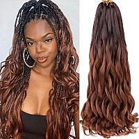 Cookoo 9 Packs 75Gpack French Curly Braiding Hair Extensions 22 Inch Ombre Brown French Curl Braiding Hair With Curly Ends Boun