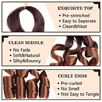 Cookoo 9 Packs 75Gpack French Curly Braiding Hair Extensions 22 Inch Ombre Brown French Curl Braiding Hair With Curly Ends Boun