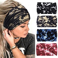 Huachi Tie Dye Headbands For Women Wide Head Wraps Boho Thick Hairbands Large African Sport Yoga Turban Headband Hair Accessorie