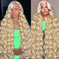 Sweetie 38 Inch 613 13X4 Lace Front Wig Human Hair 200 Density 12A Blonde Wig Human Hair Body Wave Lace Front Wigs Human Hair F