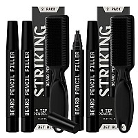 4 Pack Beard Filling Pen Kit With 4 Tips Waterproof Beard Pencil For Men Fill Shape Define With Brush Striking Viking J