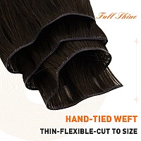 Full Shine Genius Weft Hair Extensions Soft Straight Hair Weft Color Dark Brown Hair Extensions Real Human Hair Hand Tied Hair E