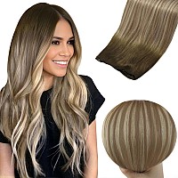 Full Shine Genius Weft Hair Extensions Balayage Hair Extensions Color 3822 Ombre Walnut Brown To Light Brown With Butter Blon