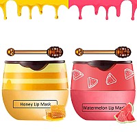 2 Pcs Bee Lip Balm Honey Pot Honeywatermelon Lip Mask Overnight Moisturizing Prevention Dry And Cracked Lip Scrubs Exfoliator L