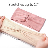 Headbands For Women Knotted Cross Twist Wide Turban Hair Band Elastic Workout Non Slip Sweat Hair Wrap For Yoga Running Sport Ac