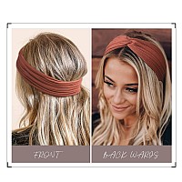 Headbands For Women Knotted Cross Twist Wide Turban Hair Band Elastic Workout Non Slip Sweat Hair Wrap For Yoga Running Sport Ac