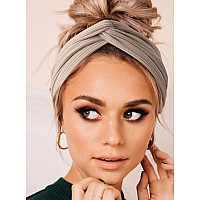 Headbands For Women Knotted Cross Twist Wide Turban Hair Band Elastic Workout Non Slip Sweat Hair Wrap For Yoga Running Sport Ac