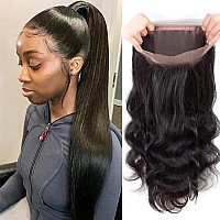 360 Full Lace Frontal Closure Body Wave Frontal 360 Hd Transparent Lace Frontals With Bangs Baby Hair 100 Remy Human Hair 150