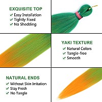 Run Shui Ombre Greenorange Pre Stretched Braiding Hair 2 Packs Pre Feathered Braid Hair Extensions 30 Inches Kanekalon Hair Bra