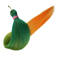 Run Shui Ombre Greenorange Pre Stretched Braiding Hair 2 Packs Pre Feathered Braid Hair Extensions 30 Inches Kanekalon Hair Bra