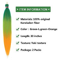 Run Shui Ombre Greenorange Pre Stretched Braiding Hair 2 Packs Pre Feathered Braid Hair Extensions 30 Inches Kanekalon Hair Bra