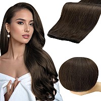 Full Shine Genius Weft Hair Extensions 22 Inch 80G Hand Tied Weft Human Hair Extensions For Women Color Dark Brown Weft Extensio