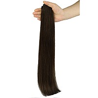 Full Shine Genius Weft Hair Extensions 22 Inch 80G Hand Tied Weft Human Hair Extensions For Women Color Dark Brown Weft Extensio