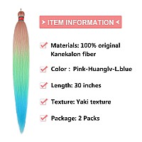 Run Shui Ombre Pinkblue Pre Stretched Braiding Hair 2 Packs Pre Feathered Braid Hair Extensions 30 Inches Kanekalon Hair Braids