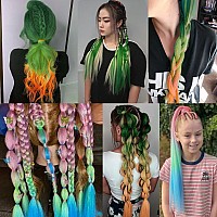 Run Shui Ombre Pinkblue Pre Stretched Braiding Hair 2 Packs Pre Feathered Braid Hair Extensions 30 Inches Kanekalon Hair Braids