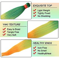 Colorful Ombre Green Yellow Orange Pre Stretched Braiding Hair 30 Inch Festival Kanekalon Braid Hair Extensions 3 Packs Braiding