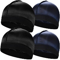 4Pcs Silky Stocking Wave Cap Satin Doo Rags Good Compression Wave Caps For Men For 360 540 720 Waves Thick Hair Style