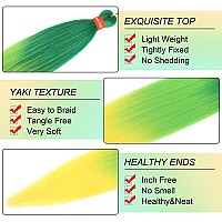 Rainbowcolor Colorful Ombre Green Yellow Pre Stretched Braiding Hair 30 Inch Festival Kanekalon Braid Hair Extensions 3 Packs B