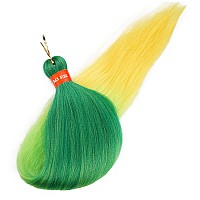 Rainbowcolor Colorful Ombre Green Yellow Pre Stretched Braiding Hair 30 Inch Festival Kanekalon Braid Hair Extensions 3 Packs B