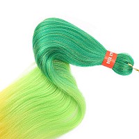 Rainbowcolor Colorful Ombre Green Yellow Pre Stretched Braiding Hair 30 Inch Festival Kanekalon Braid Hair Extensions 3 Packs B