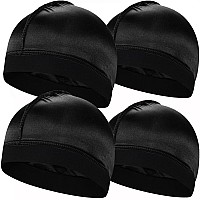 4Pcs Silky Stocking Wave Cap Satin Doo Rags Good Compression Wave Caps For Men For 360 540 720 Waves Thick Hair Style